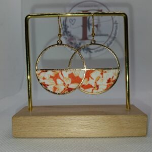 Boucles d'oreilles cuivre et tissu 386