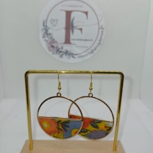 Boucles d'oreilles cuivre et tissu 467