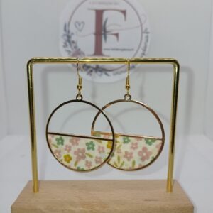 Boucles d'oreilles cuivre et tissu 468