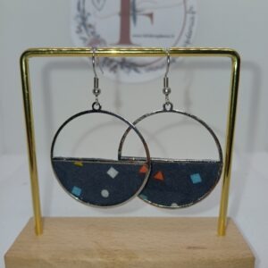Boucles d'oreilles cuivre et tissu 470