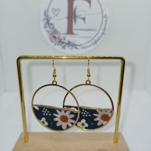 Boucles d'oreilles cuivre et tissu 472