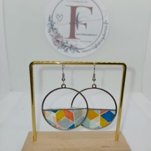 Boucles d'oreilles cuivre et tissu 473