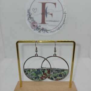 Boucles d'oreilles cuivre et tissu 479